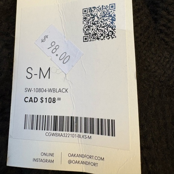 NWT OAK + FORT MEL Black V-Neck peek-a-boo Sweater Textured Knit Small Medium - Picture 6 of 9